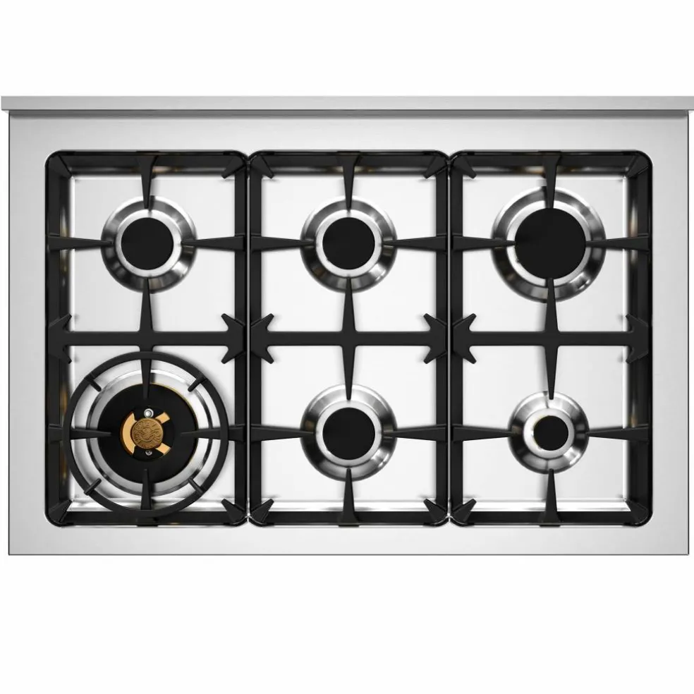PRO96L2EBIT2 Professional gasskomfyr 90 cm med 6 brennere og 2 ovner, hvit