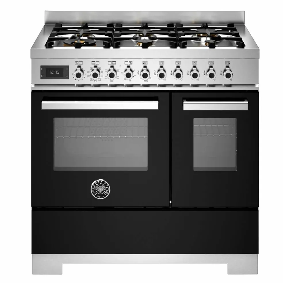 PRO96L2EBIT2 Professional gasskomfyr 90 cm med 6 brennere og 2 ovner, hvit