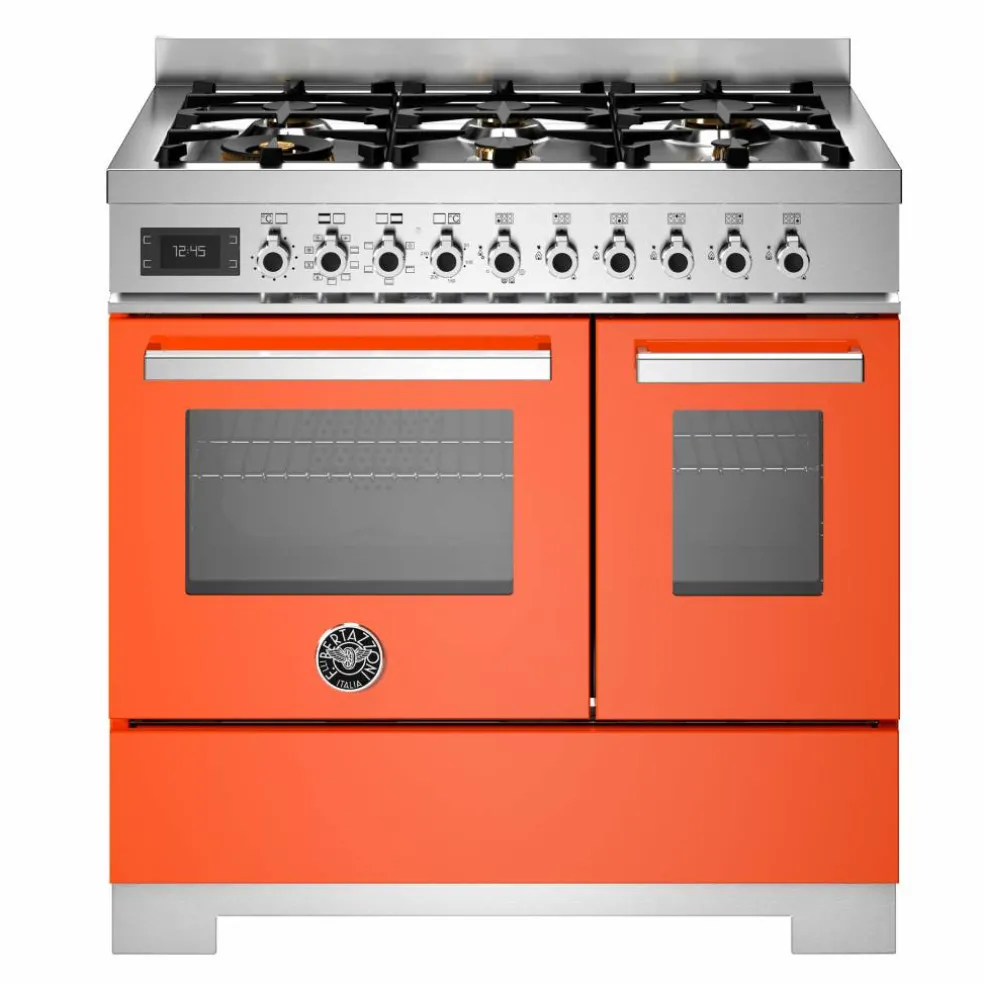 PRO96L2EBIT2 Professional gasskomfyr 90 cm med 6 brennere og 2 ovner, hvit