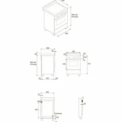 PRO64L1EBIT2 Professional gasskomfyr 60 cm med 4 brennere og 1 ovn, hvit