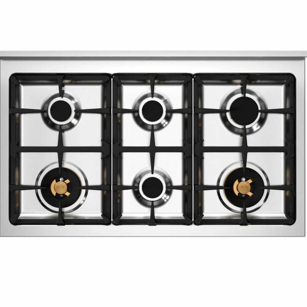 PRO106L2EBIT2 Professional gasskomfyr 100 cm med 6 brennere og 2 ovner, hvit