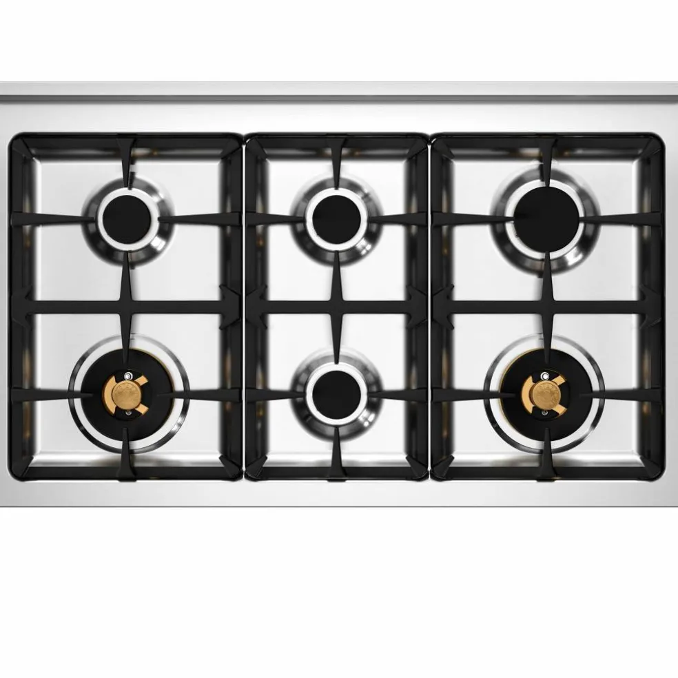 PRO106L2EBIT2 Professional gasskomfyr 100 cm med 6 brennere og 2 ovner, hvit