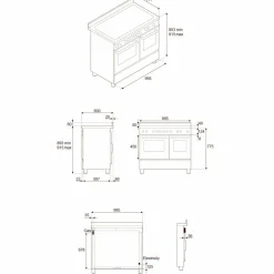 PRO106L2EBIT2 Professional gasskomfyr 100 cm med 6 brennere og 2 ovner, hvit