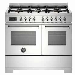 PRO106L2EBIT2 Professional gasskomfyr 100 cm med 6 brennere og 2 ovner, hvit