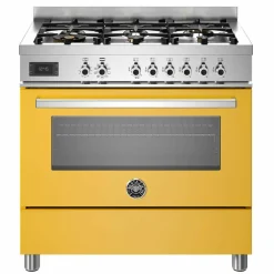 PRO96L1EGIT Professional Gasskomfyr med ovn 90 cm, Gul