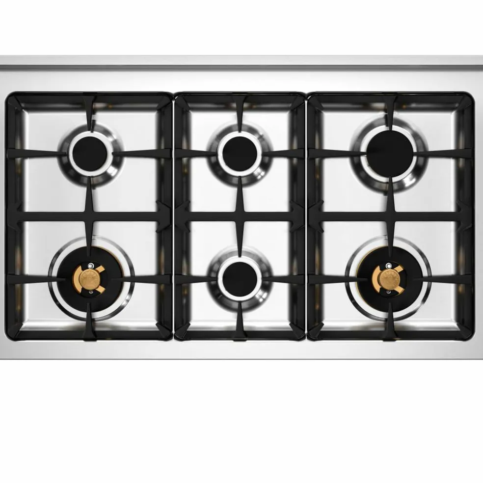 PRO106L2EGIT2 Professional gasskomfyr 100 cm med 6 brennere og 2 ovner, gul