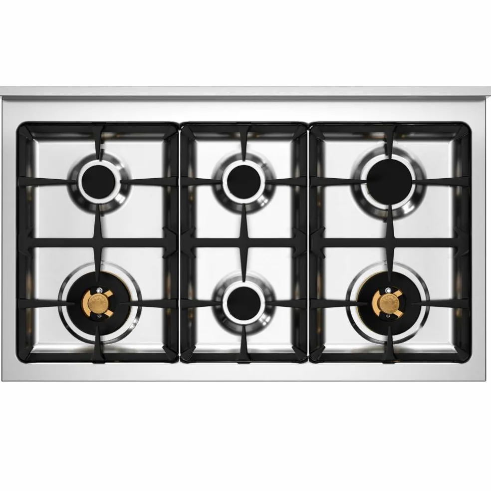 PRO106L2EGIT2 Professional gasskomfyr 100 cm med 6 brennere og 2 ovner, gul