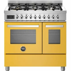 PRO96L2EGIT Professional Gasskomfyr med dobbelovn 90 cm, Gul