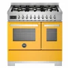 PRO96L2ENET2 Professional gasskomfyr 90 cm med 6 brennere og 2 ovner, svart