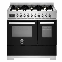 PRO96L2ENET2 Professional gasskomfyr 90 cm med 6 brennere og 2 ovner, svart
