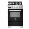 PRO64L1ENET2 Professional gasskomfyr 60 cm med 4 brennere og 1 ovn, svart