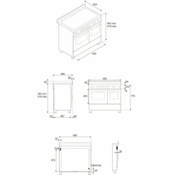 PRO106L2ENET2 Professional gasskomfyr 100 cm med 6 brennere og 2 ovner, svart
