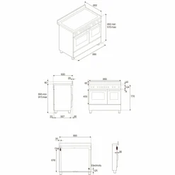 PRO106L2ENET2 Professional gasskomfyr 100 cm med 6 brennere og 2 ovner, svart