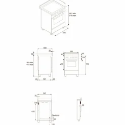 PRO64L1EXT2 Professional gasskomfyr 60 cm med 4 brennere og 1 ovn, rustfritt stål