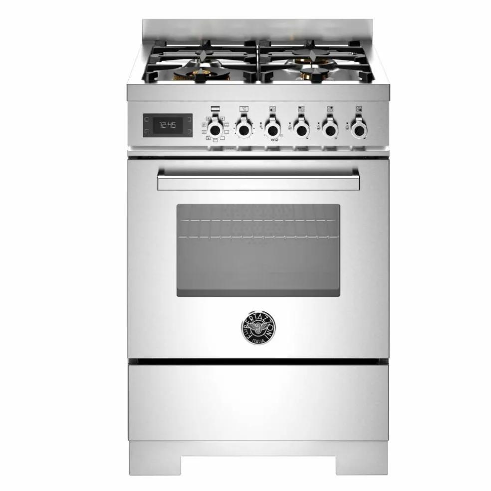 PRO64L1EXT2 Professional gasskomfyr 60 cm med 4 brennere og 1 ovn, rustfritt stål