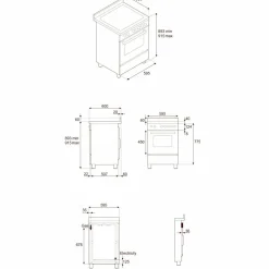 PRO64L1EXT2 Professional gasskomfyr 60 cm med 4 brennere og 1 ovn, rustfritt stål