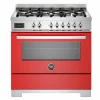 PRO96L1EXT2 Professional gasskomfyr 90 cm med 6 brennere og 1 ovn, rustfritt stål