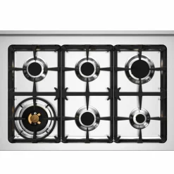 PRO96L1EXT2 Professional gasskomfyr 90 cm med 6 brennere og 1 ovn, rustfritt stål