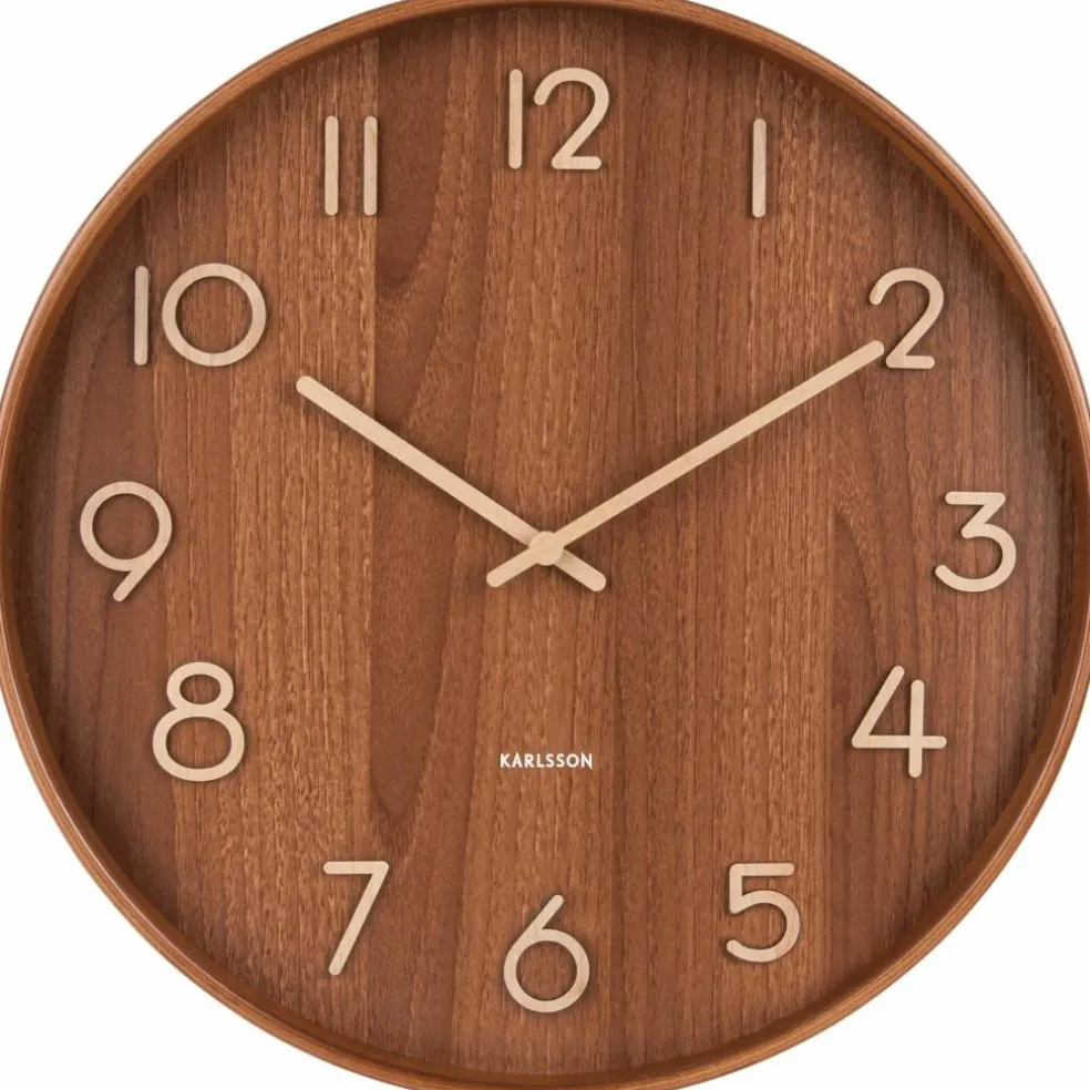 Pure veggklokke 40 cm, dark wood