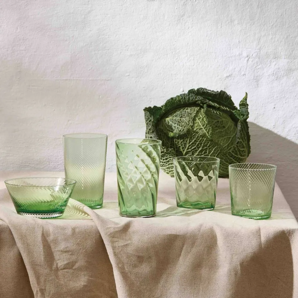 RAW Unique Swirl vannglass 30 cl, grønn