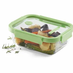 Rektangulær matboks 370 ml, glass/grønn