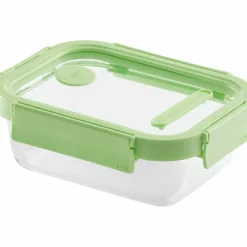 Rektangulær matboks 370 ml, glass/grønn