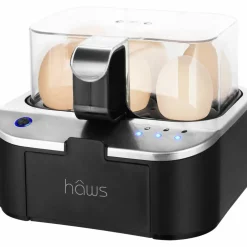 Årø snakkende eggekoker til 6 egg, svart/sølv
