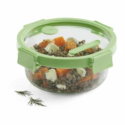 Rund matboks 950 ml, glass/grønn