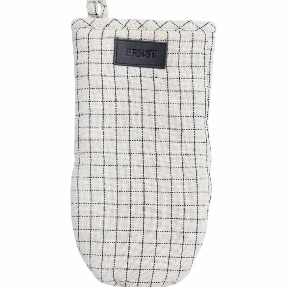 Rutete grytevott, beige/svart
