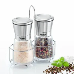 Salt og pepperkvern med bordstativ