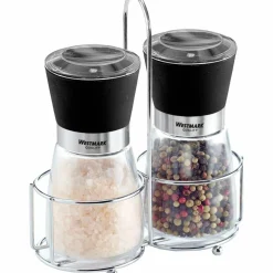 Salt og pepper, sett med bordstativ