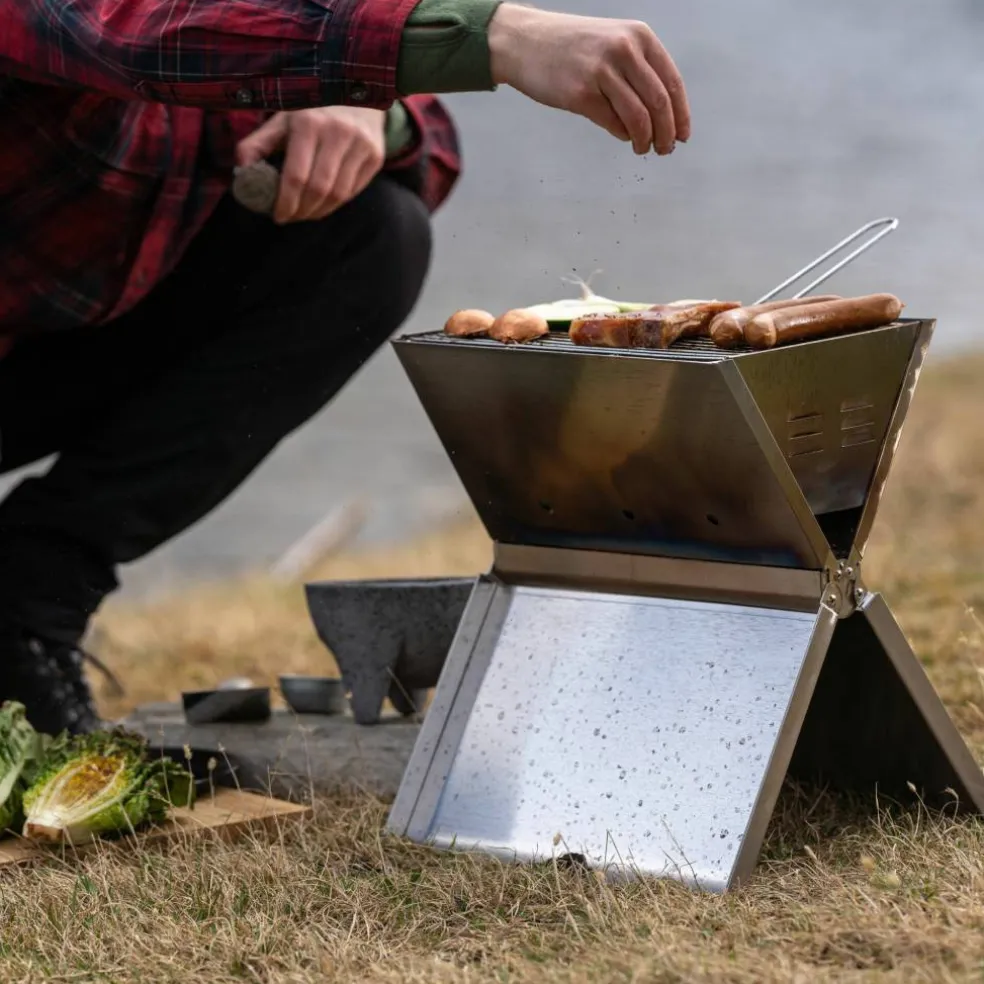 Sammenleggbar grill, 36 x 26 cm, rustfritt stål