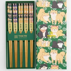 Sett lucky cat spisepinner, 5-pakning