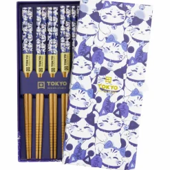 Sett lucky cat spisepinner, 5-pakning