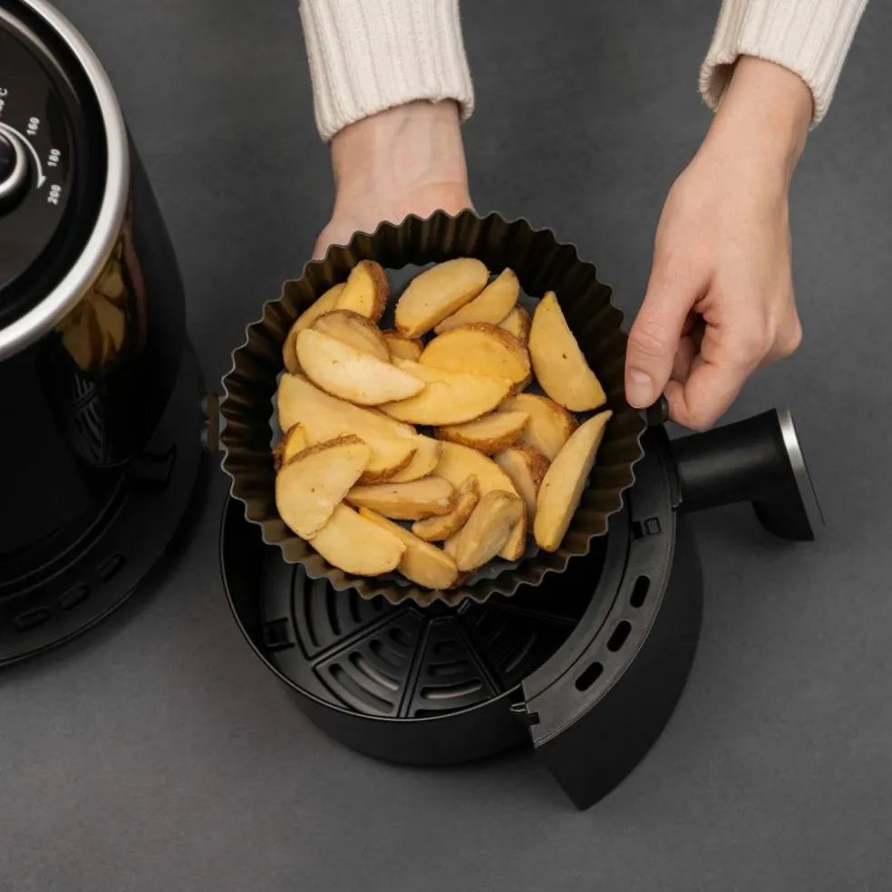 Silikonform til airfryer 18,5x14,5 cm, svart