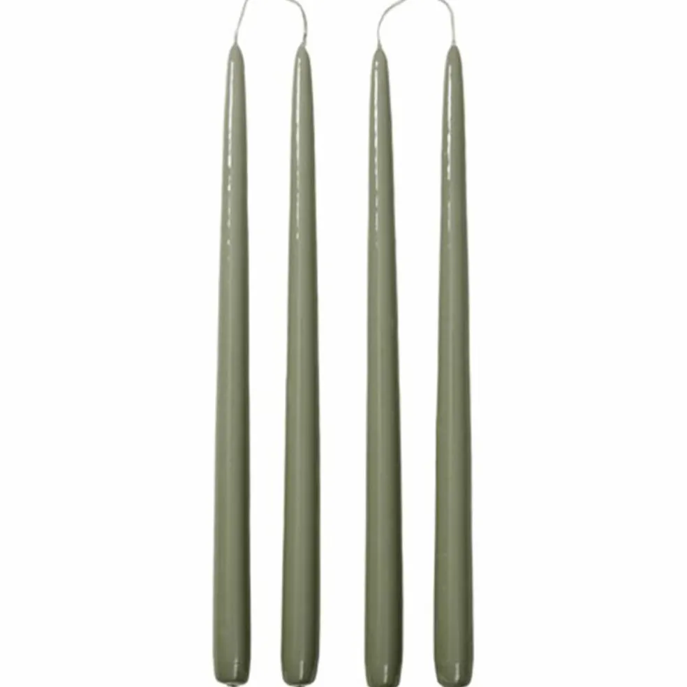 Smooth Glossy kronelys 38 cm 4-pakning, lysegrønn