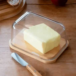 Smørfat og smørkniv, bambus