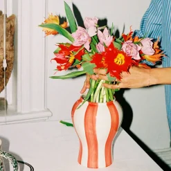 Sobremesa Stripe vase, liten, rød