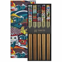 Spisepinner gavesett, 5 par, goldfish