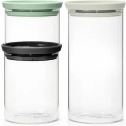 Stablebare glassbeholdere 3 deler, transparent