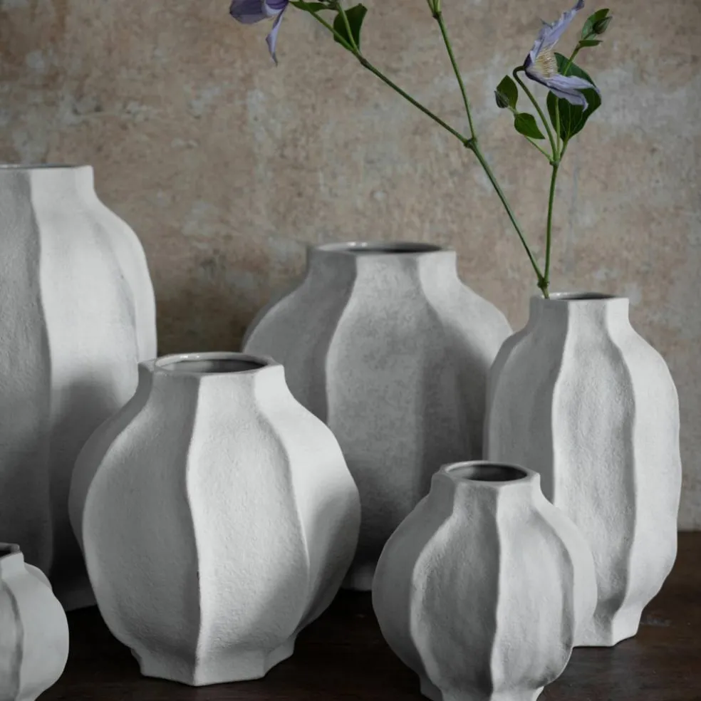 Steingodsvase 30 cm, naturhvit