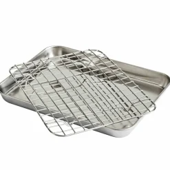 Stekebrett + rist 31,5 x 24,5 x 2,5 cm, rustfritt stål