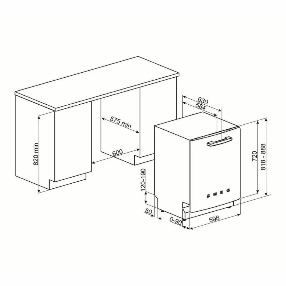 STFA3 underbygd oppvaskmaskin, svart