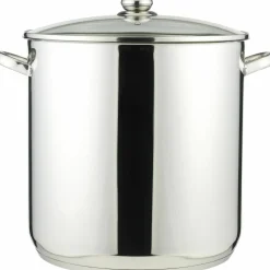 Stor Gryte 30 Liter Rustfri med Glasslokk