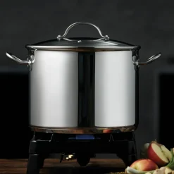 Stor Gryte 10 liter Rustfritt med Glasslokk