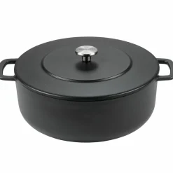 Støpejernsgryte emaljert, svart, 28 cm.