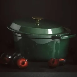 Støpejernsgryte 5 liter, mørkerød