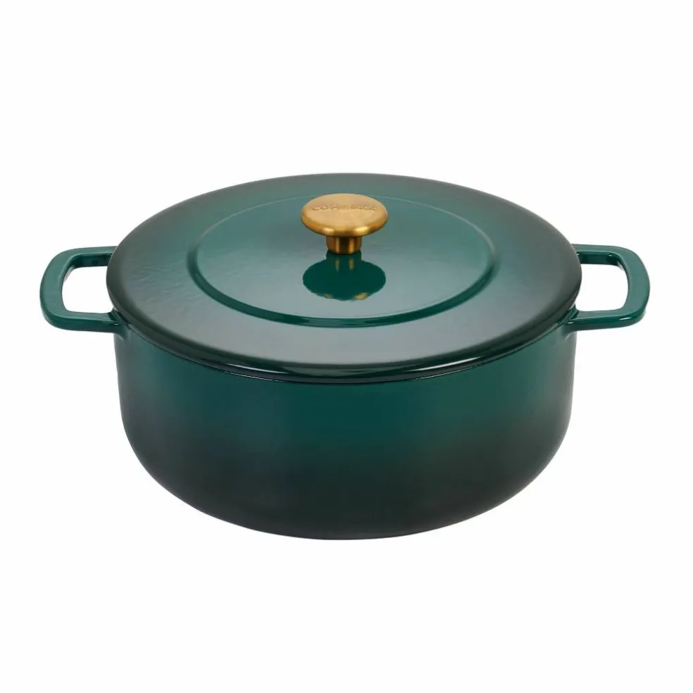 Støpejernsgryte med lokk 24 cm / 3,8 liter, grønn