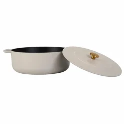 Støpejernsgryte med lokk 28 cm / 5,3 liter, sand