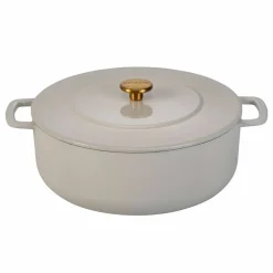 Støpejernsgryte med lokk 28 cm / 5,3 liter, sand